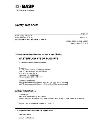 Safety data sheet - BASF Construction Chemicals Pacific