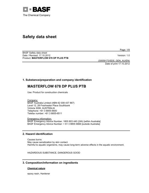 Safety data sheet - BASF Construction Chemicals Pacific