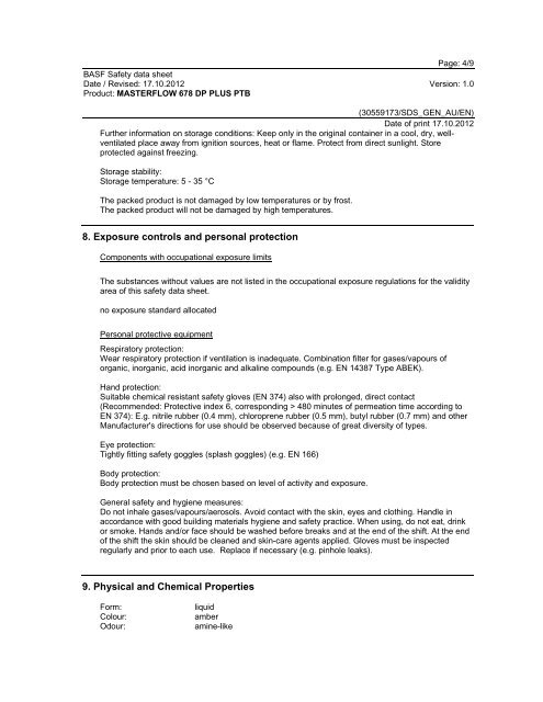 Safety data sheet - BASF Construction Chemicals Pacific