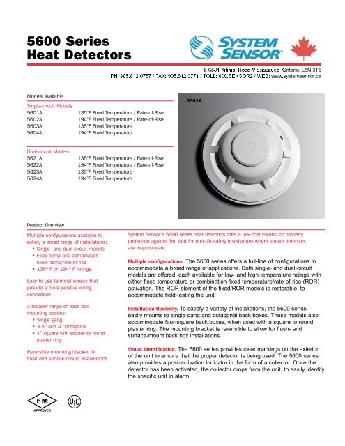 57C Fixed Temp System Sensor Heat Detector Rate of Rise 5601A 135°F 1 Contact 