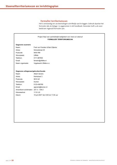 Maatregelencatalogus - STeenuil Overleg NEderland