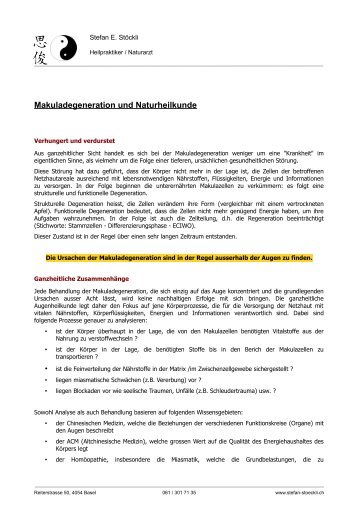 Makuladegeneration und Naturheilkunde - stefan-stoeckli.ch
