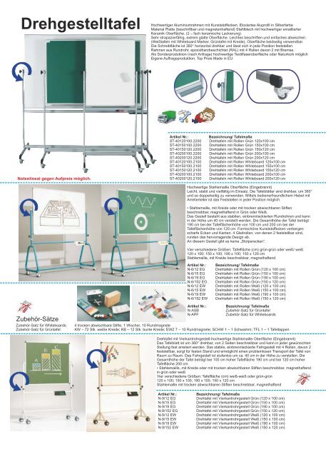 Klassenraumtafel PrÃ¤sentationwÃ¤nde Drehtafeln ... - Steffi-toys.de