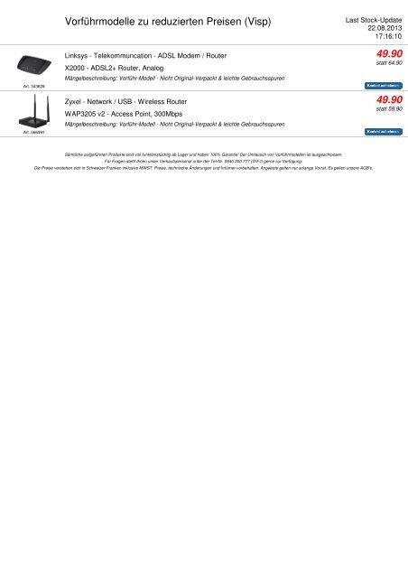 Vorführmodelle zu reduzierten Preisen (Visp) - Steg Electronics AG