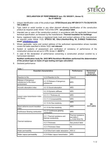 STEICO isorel plus Declaration Of Performance 13171