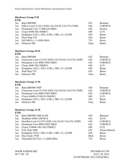 08 71 00 Door Hardware.pdf - Milestone Construction Services, Inc