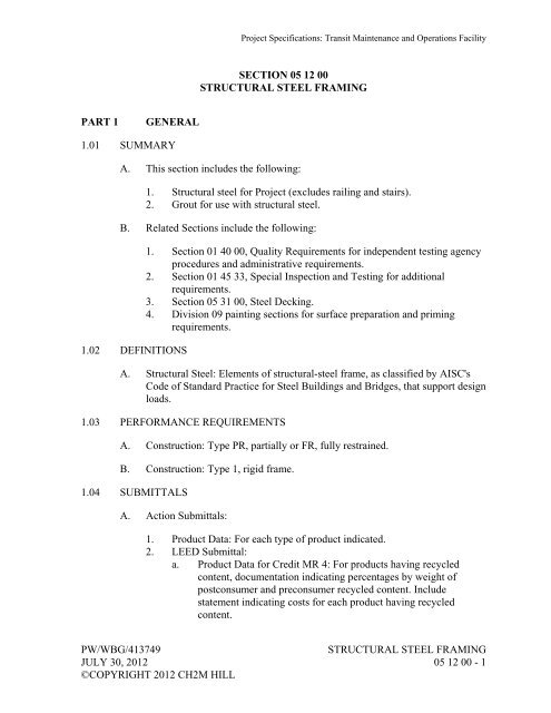 05 12 00 Structural Steel Framing.pdf - Milestone Construction ...