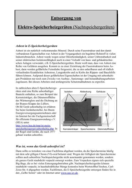 Merkblatt Nachtspeichergeräte