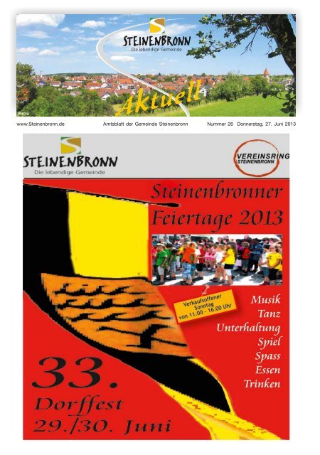 Steinenbronn Aktuell Nr. 26 vom 27. Juni 2013