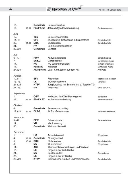 Steinenbronn Aktuell Nr. 1/2 vom 10. Januar 2013