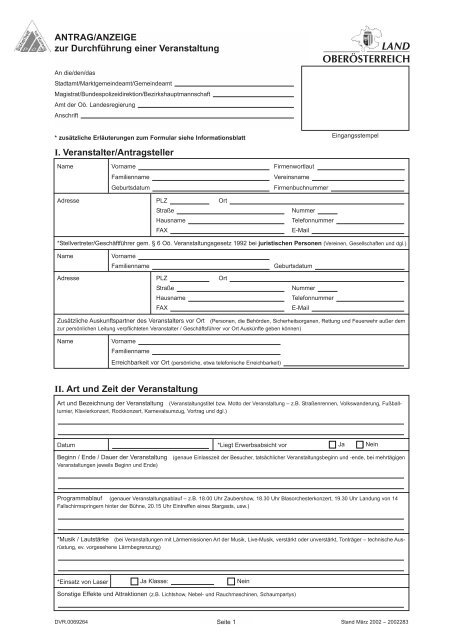 Anmeldung Einer Veranstaltung Beim Ordnungsamt Antrag Veranstaltungsbewilligung