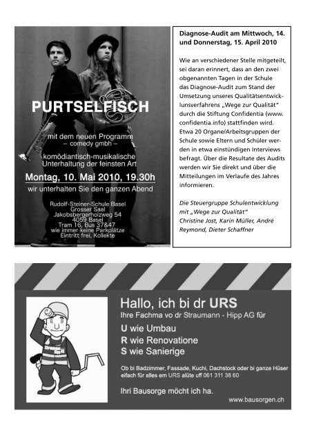 MITTEILUNGEN - Rudolf Steiner Schule Basel