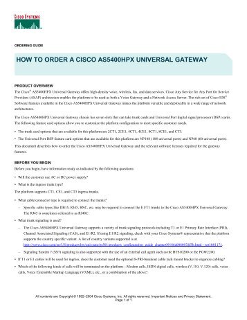 how to order a cisco as5400hpx universal gateway - Lincomp