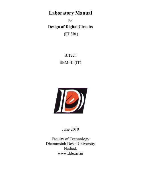 Design Of Digital Circuits - Dharmsinh Desai University