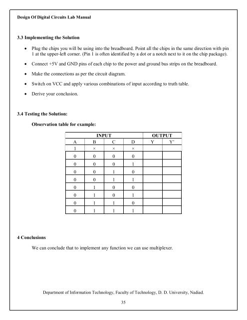 Design Of Digital Circuits - Dharmsinh Desai University