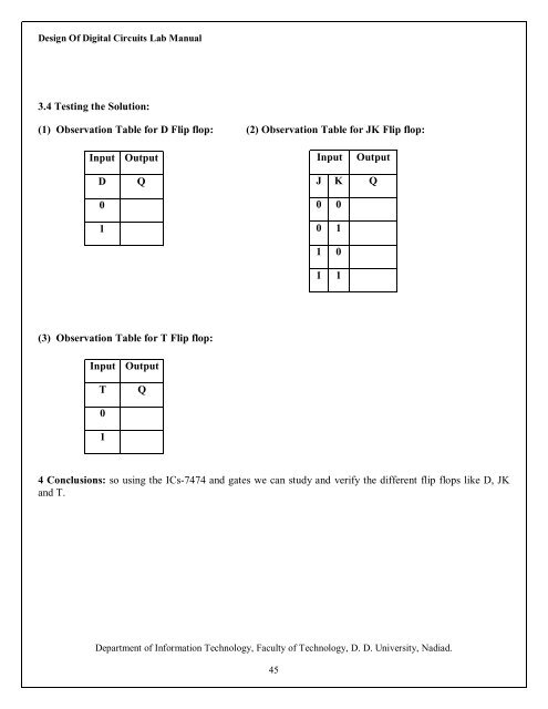 Design Of Digital Circuits - Dharmsinh Desai University