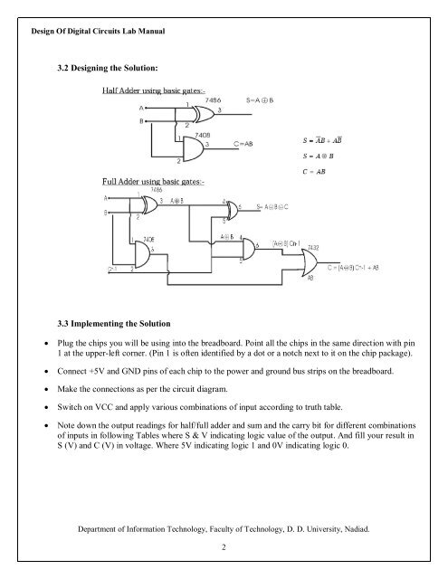 Design Of Digital Circuits - Dharmsinh Desai University