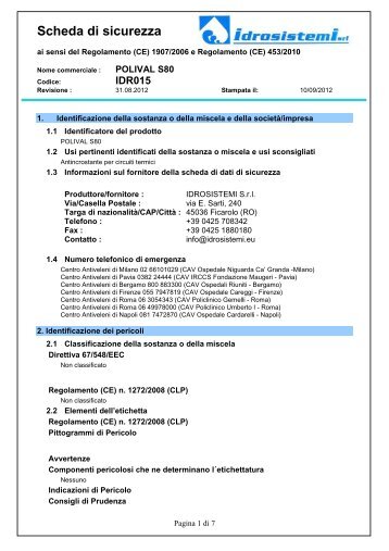 Scheda di Sicurezza (IT) - idrosistemi srl