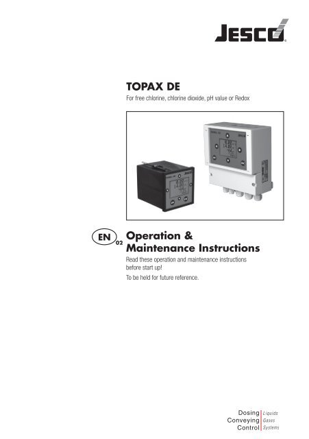TOPAX DE Operation & Maintenance Instructions