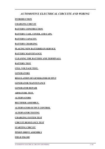 AUTOMOTIVE ELECTRICAL CIRCUITS AND WIRING