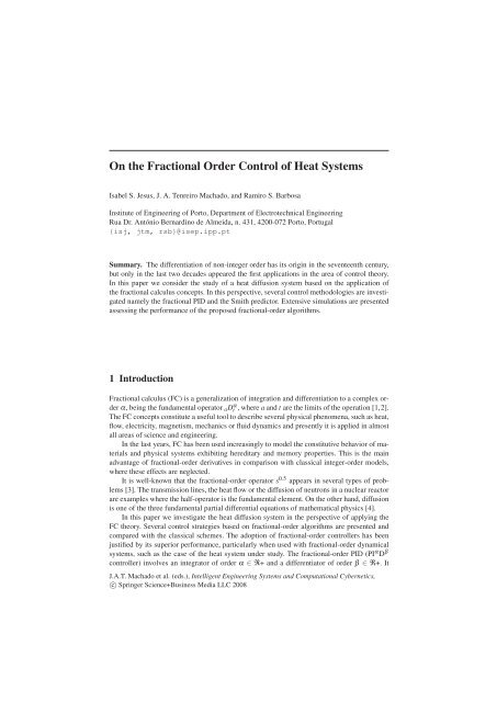 On the Fractional Order Control of Heat Systems