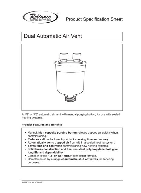 Dual Automatic Air Vent - Heatweb