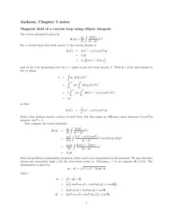 Notes Magnetic field of a current loop