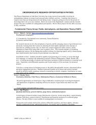 UNDERGRADUATE RESEARCH OPPORTUNITIES IN PHYSICS ...