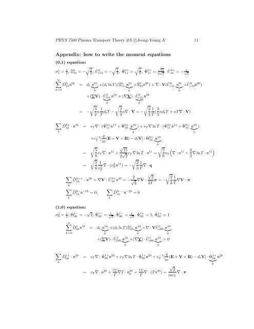 Plasma fluid equations