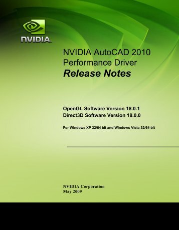 NVIDIA AutoCAD 2010 Performance Driver Release Notes