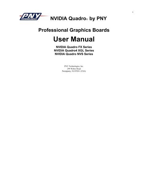 by PNY Professional Graphics Boards User Manual - Servodata