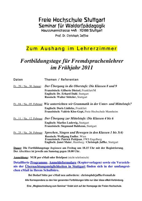 Fortbildungstage fÃ¼r Englisch-, FranzÃ¶sisch- und Russischlehrer ...