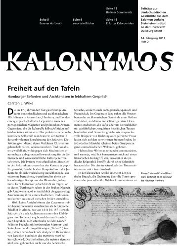 Freiheit auf den Tafeln - Salomon Ludwig Steinheim-Institut fÃ¼r ...