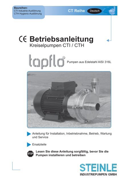 Betriebsanleitung - Steinle Industriepumpen GmbH