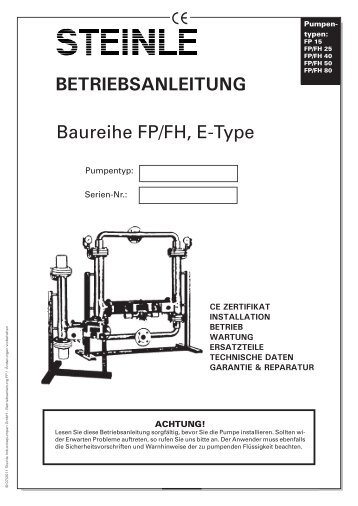 BETRIEBSANLEITUNG - Steinle Industriepumpen GmbH