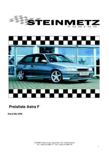Preisliste Astra F - Steinmetz