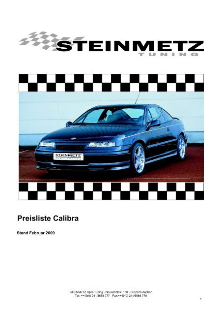 Preisliste Calibra - Steinmetz