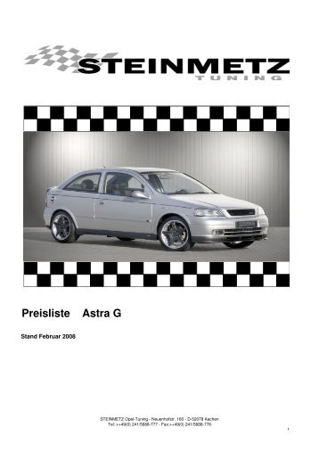 Preisliste Astra G - Steinmetz