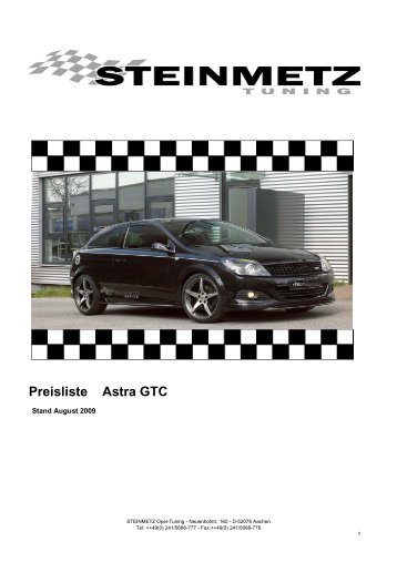 Preisliste Astra GTC - Steinmetz