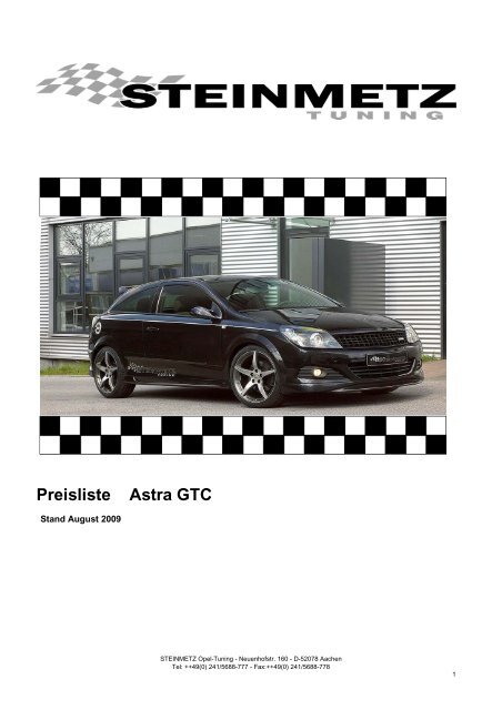 Preisliste Astra GTC - Steinmetz