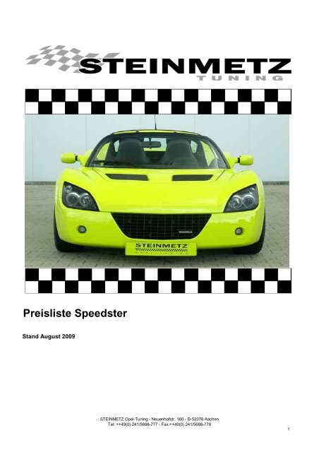 Preisliste Speedster - Steinmetz
