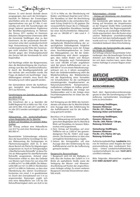 Das Mitteilungsblatt zum Herunterladen - Steißlingen