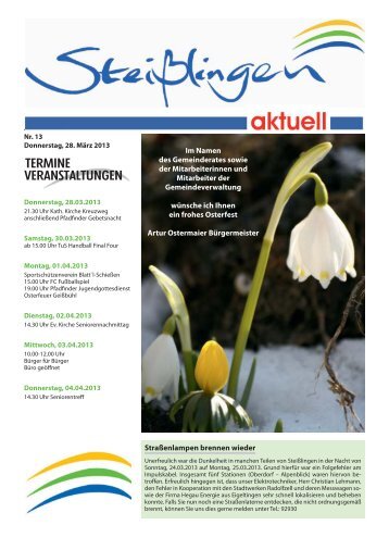 Das Amtsblatt zum Herunterladen - Steißlingen