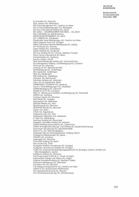 Bankstatistik Kundensystematik Firmenverzeichnisse, Dezember 2006