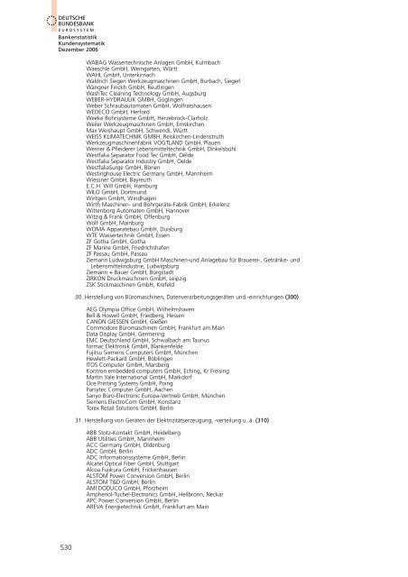 Bankstatistik Kundensystematik Firmenverzeichnisse, Dezember 2006