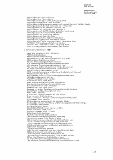 Bankstatistik Kundensystematik Firmenverzeichnisse, Dezember 2006