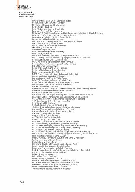 Bankstatistik Kundensystematik Firmenverzeichnisse, Dezember 2006