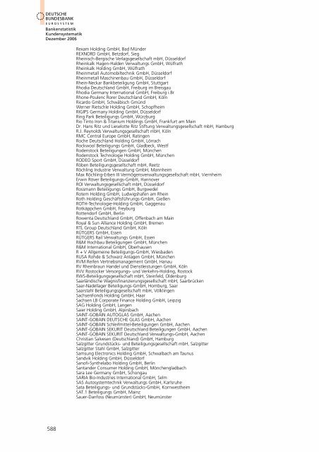 Bankstatistik Kundensystematik Firmenverzeichnisse, Dezember 2006