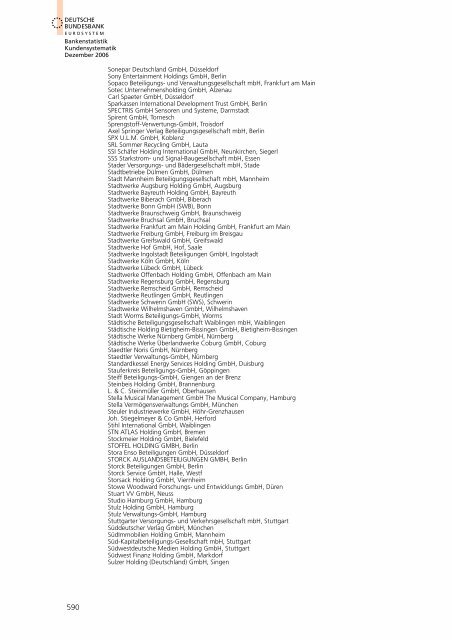 Bankstatistik Kundensystematik Firmenverzeichnisse, Dezember 2006