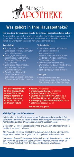 Info-Flyer Hausapotheke 2013 zum Ausdrucken